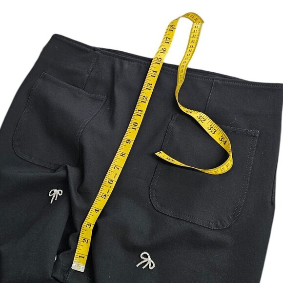 Anthropologie Maeve The Colette Bow Embellished Crop Wide-Leg Pants, Black, 33 - Picture 7 of 12